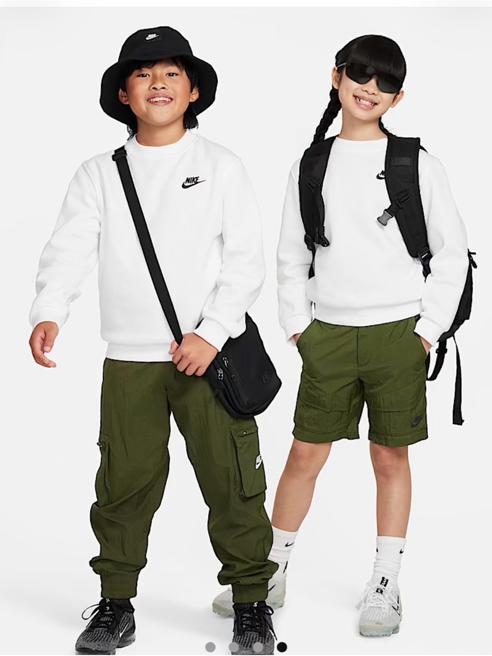 Nike Kids White Sweatshirt with Black Logo